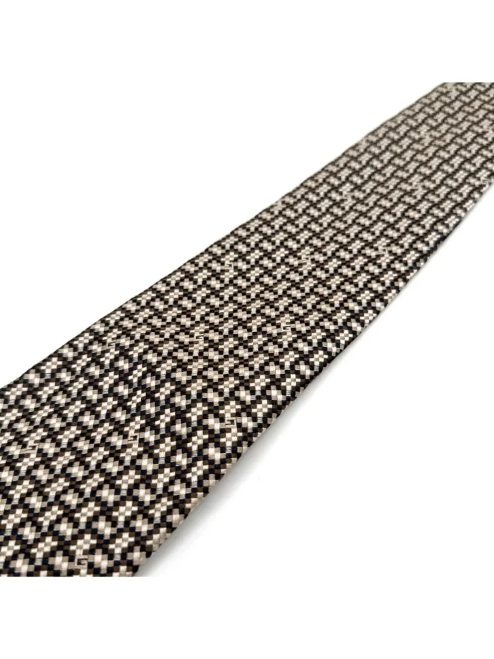 Gucci Italy Neutral Shades Geometric Pattern 100% Silk Designer Tie 59